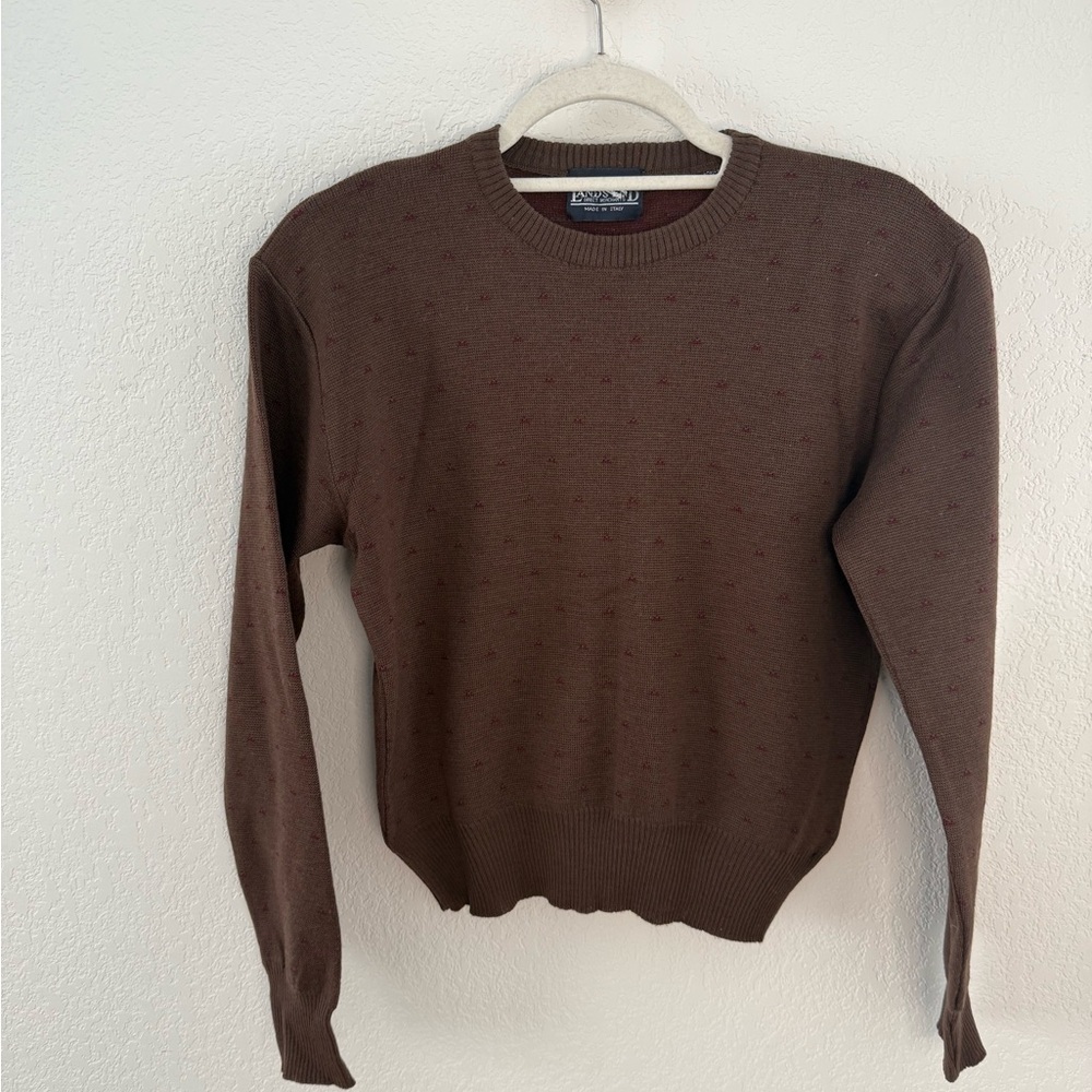 100% merino wool Lands' End women’s  Chocolate Brown Crewneck Sweater